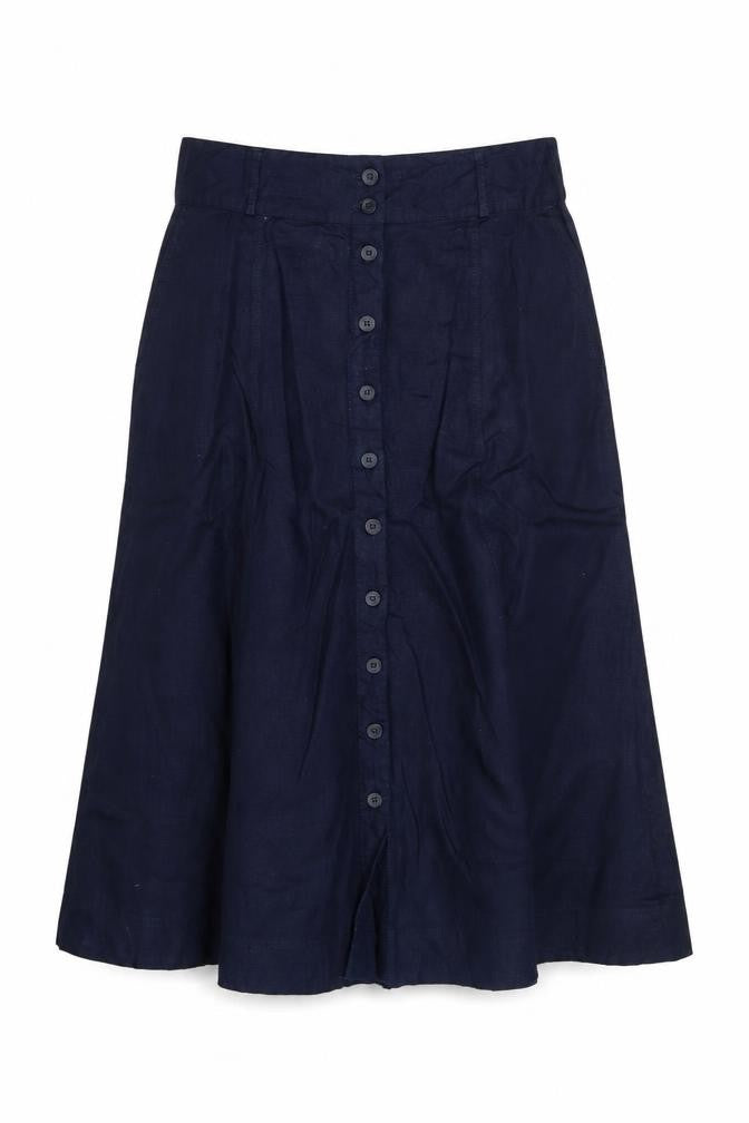 Monsoon Women's Navy UK 12 Long A-Line Button Front Skirt