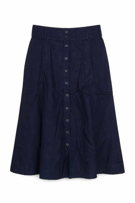 Monsoon Women's Navy UK 12 Long A-Line Button Front Skirt