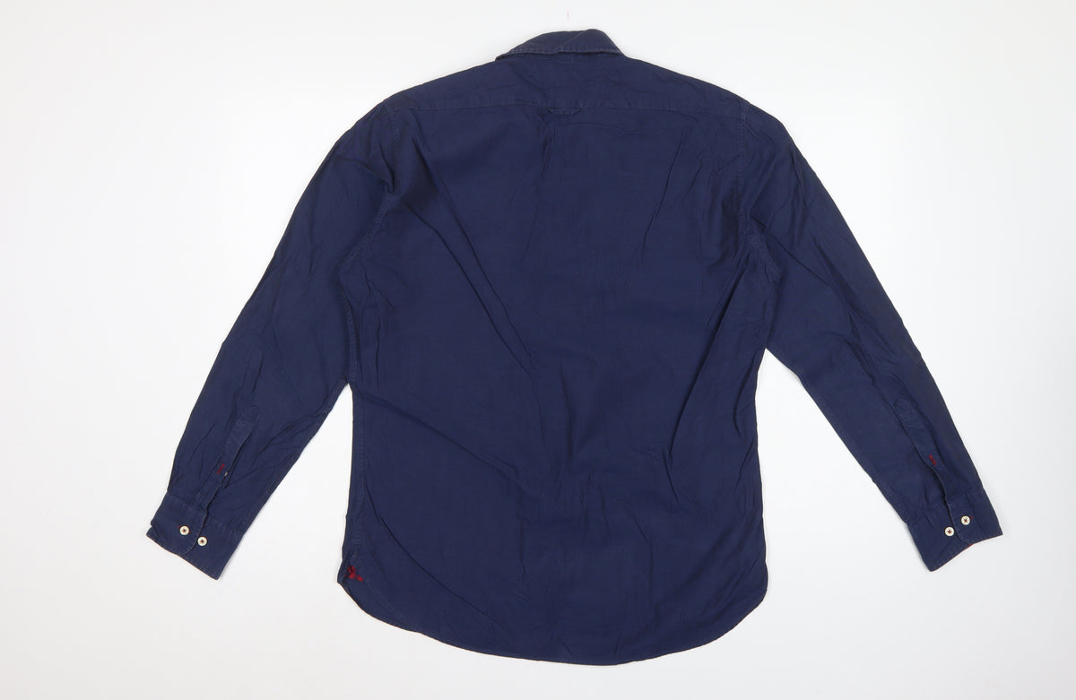 Thomas Mayes Men’s Blue M Cotton Button-Down Long Sleeve Shirt