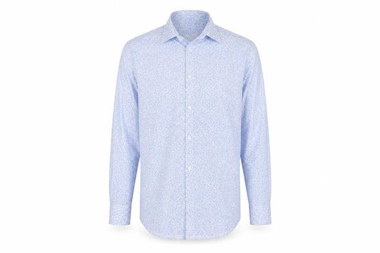 Marks and Spencer Men's Blue 15.5 Regular Fit Floral Formal Shirt