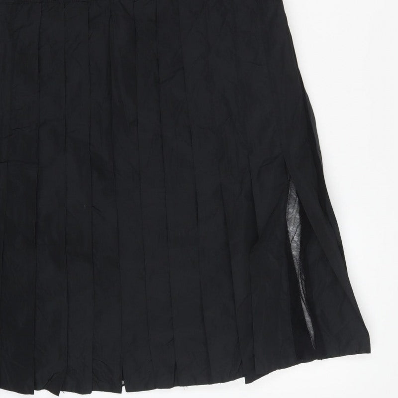 Marks & Spencer Per Una Black Size 12 Long A-Line Pleated Dress