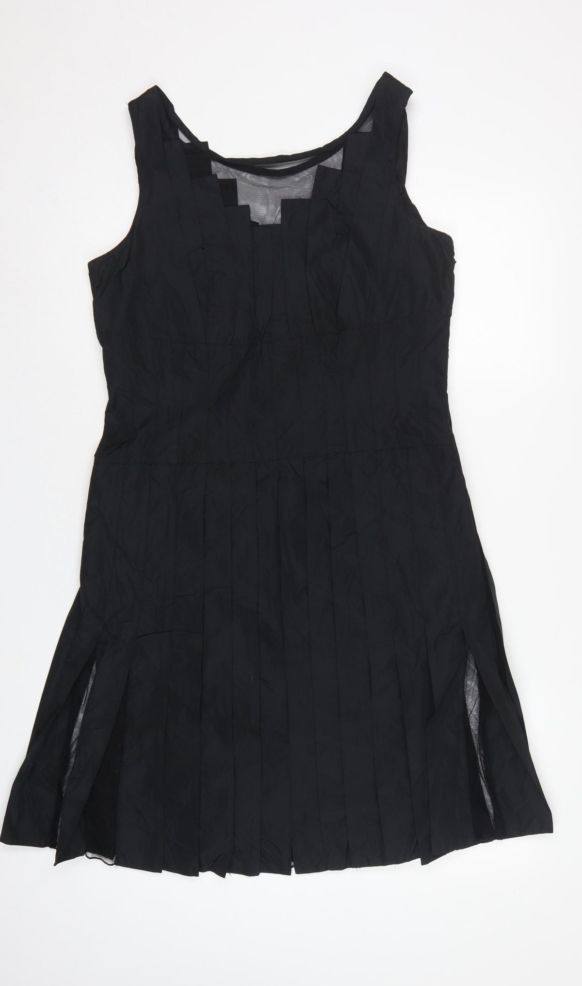 Marks & Spencer Per Una Black Size 12 Long A-Line Pleated Dress
