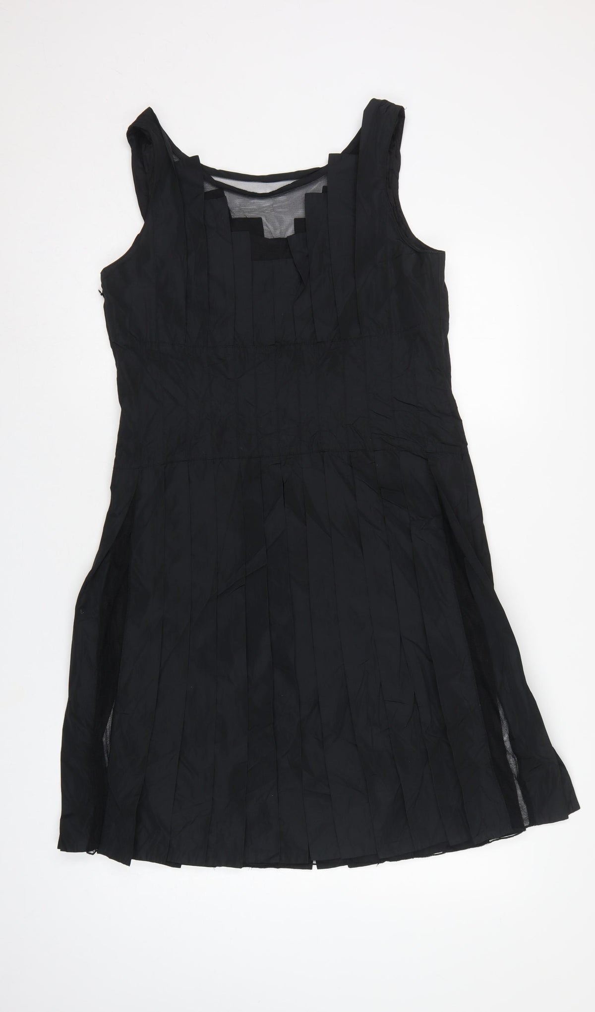 Marks & Spencer Per Una Black Size 12 Long A-Line Pleated Dress