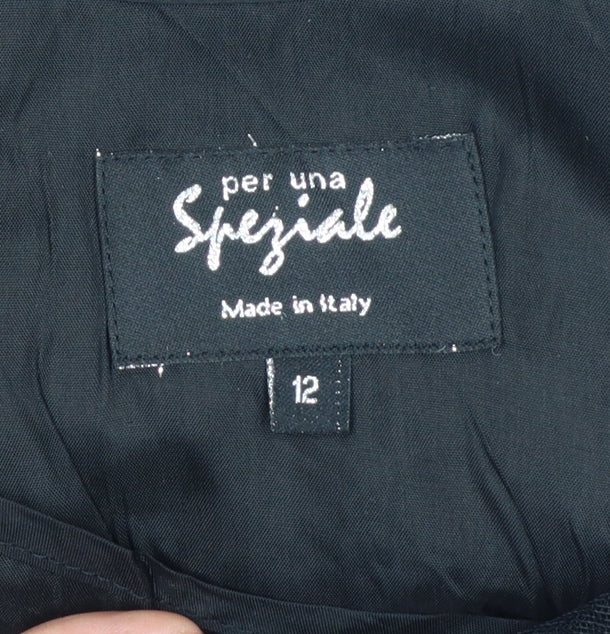 Marks & Spencer Per Una Black Size 12 Long A-Line Pleated Dress