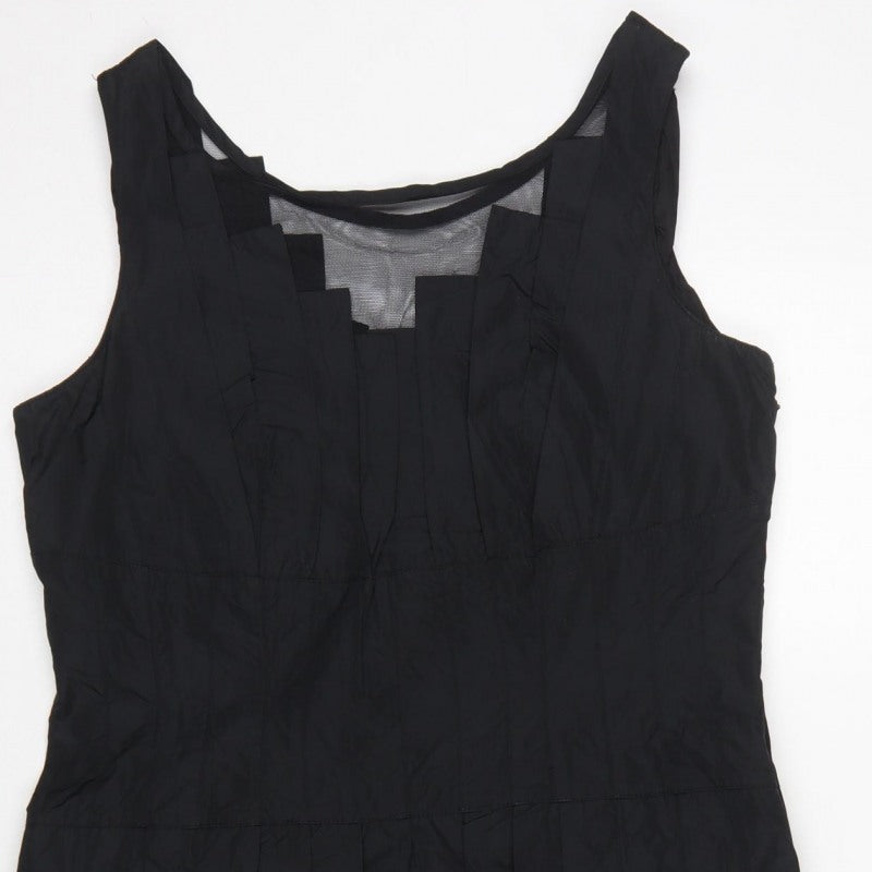 Marks & Spencer Per Una Black Size 12 Long A-Line Pleated Dress