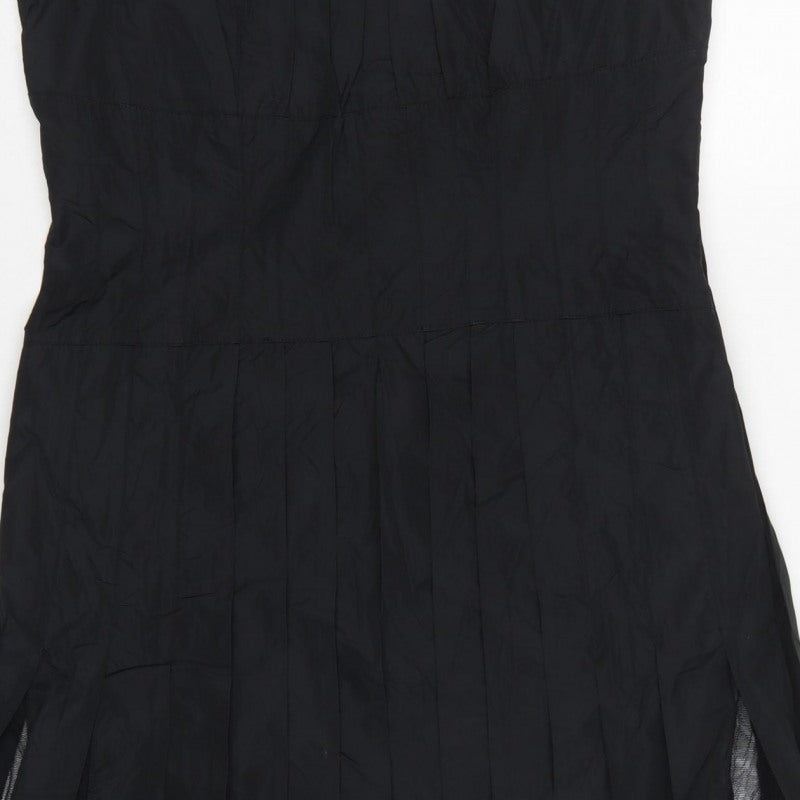 Marks & Spencer Per Una Black Size 12 Long A-Line Pleated Dress
