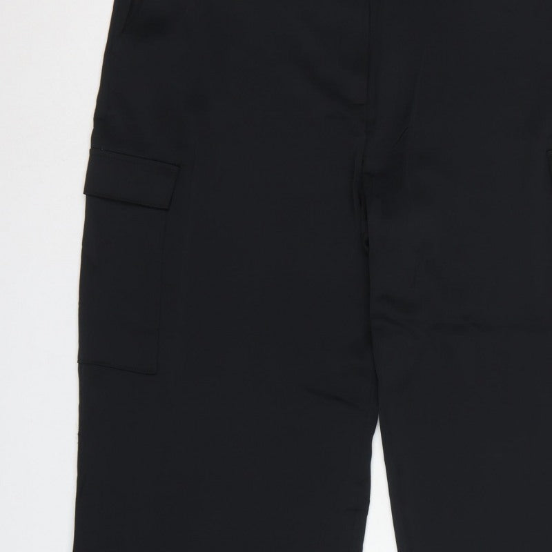 Marks & Spencer Women Black Size 20 Regular Cargo Wide-Leg Trousers