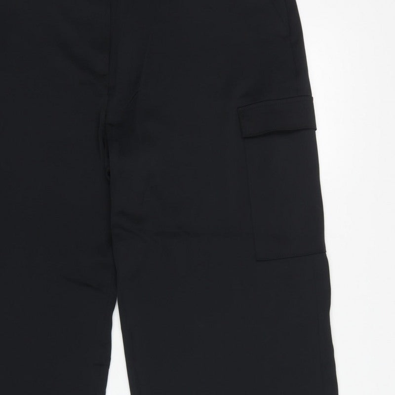 Marks & Spencer Women Black Size 20 Regular Cargo Wide-Leg Trousers