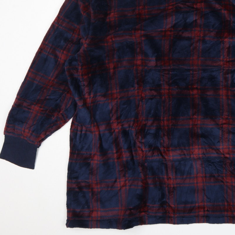 Marks and Spencer Men’s Navy Red Check Hooded Pyjama Top L