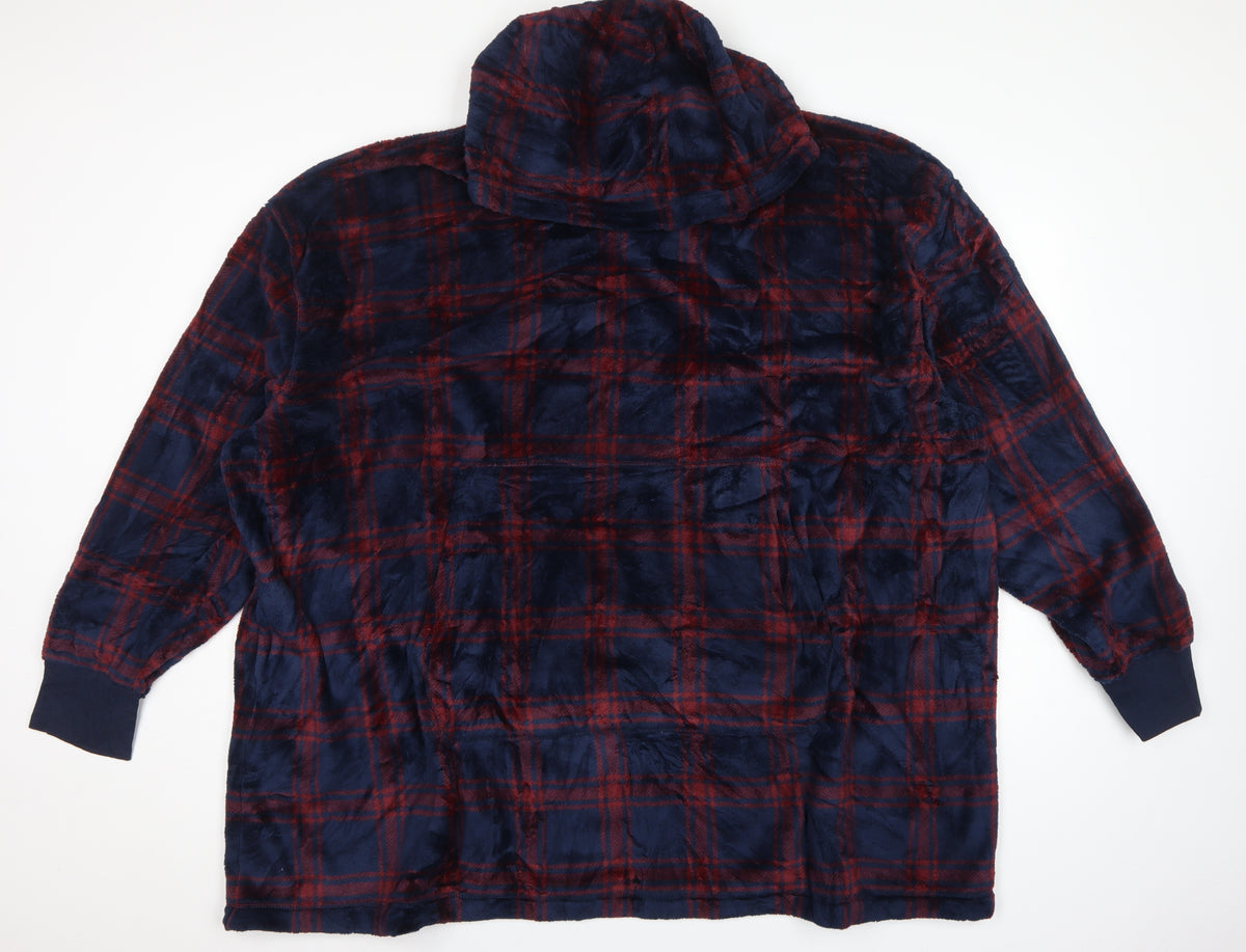 Marks and Spencer Men’s Navy Red Check Hooded Pyjama Top L