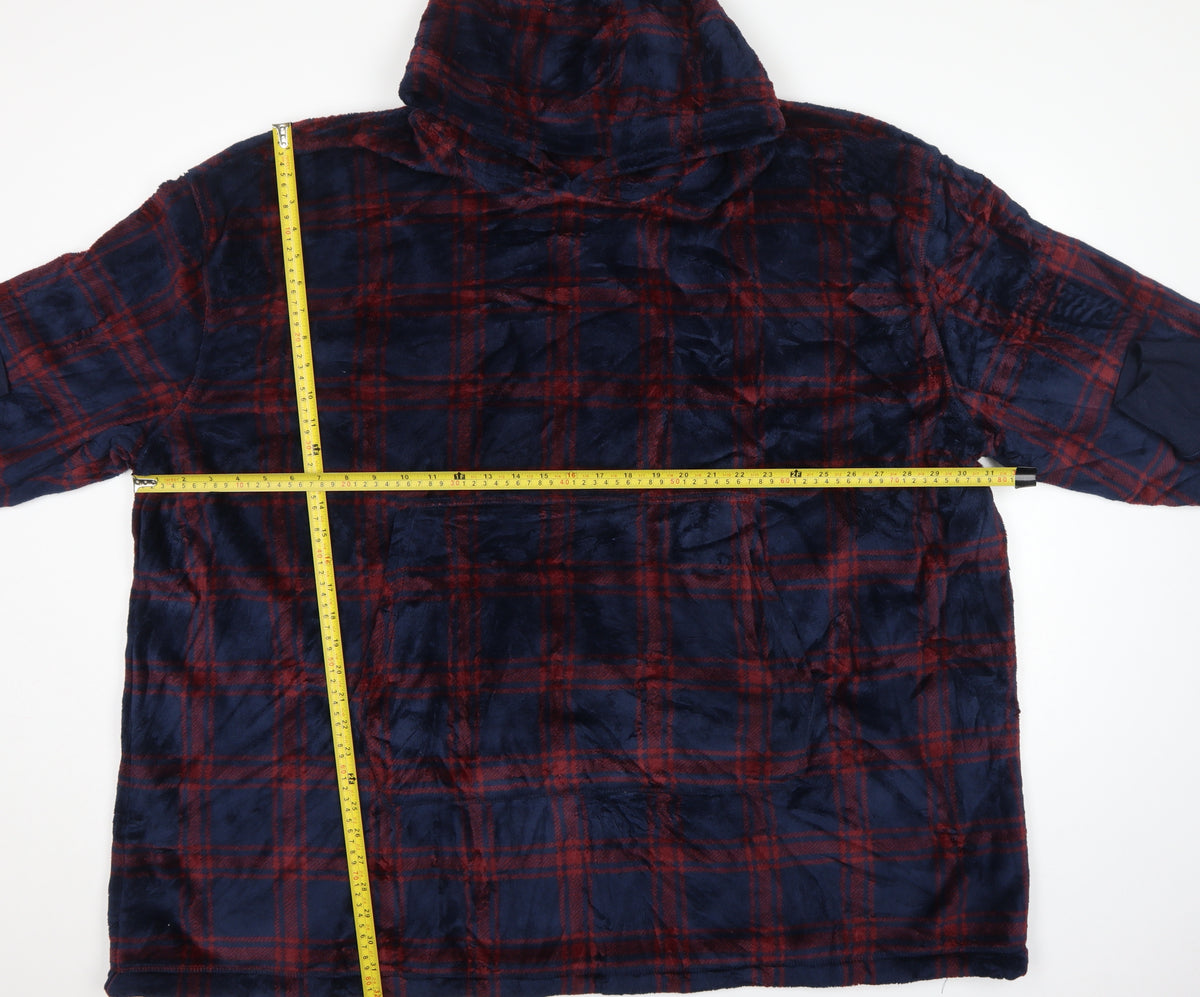 Marks and Spencer Men’s Navy Red Check Hooded Pyjama Top L