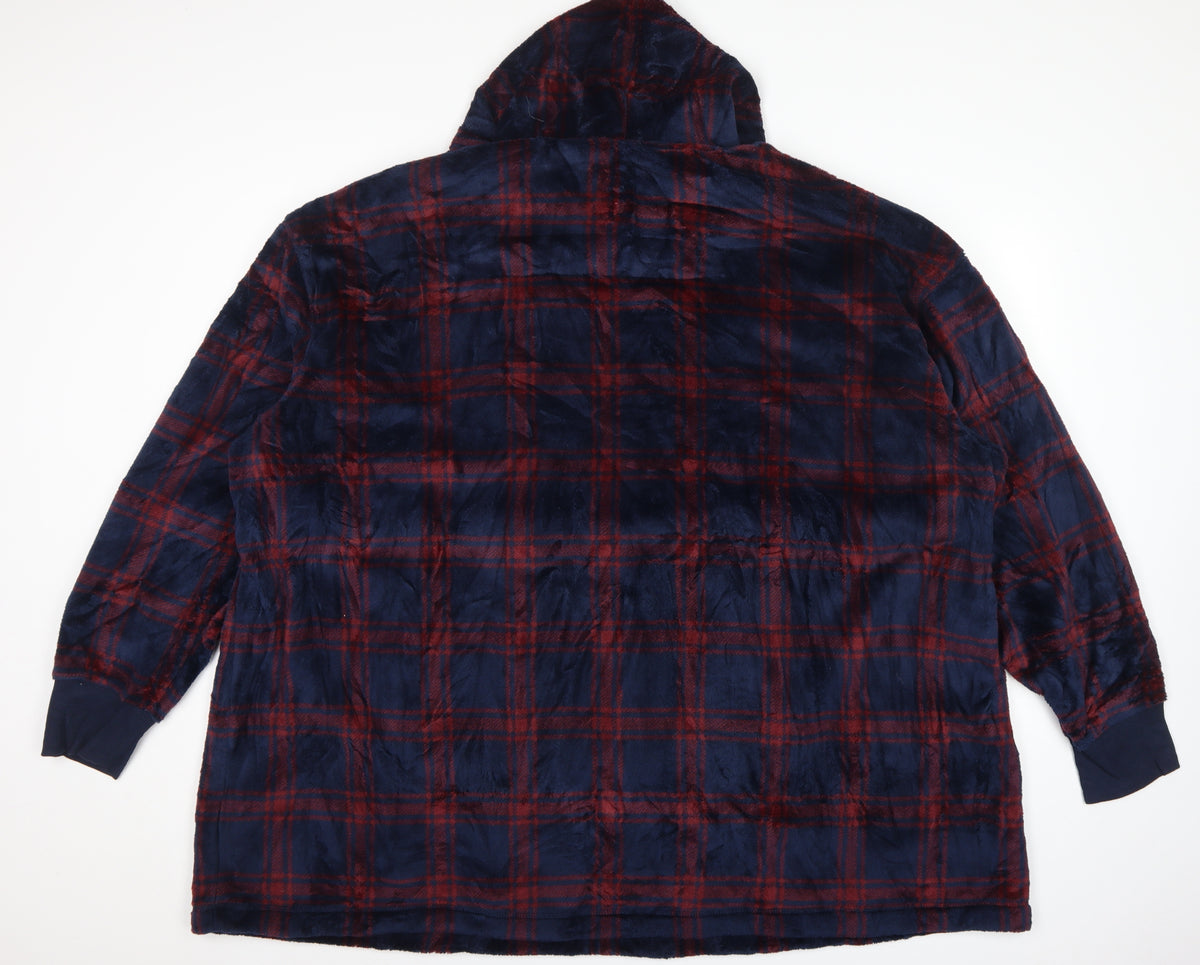 Marks and Spencer Men’s Navy Red Check Hooded Pyjama Top L
