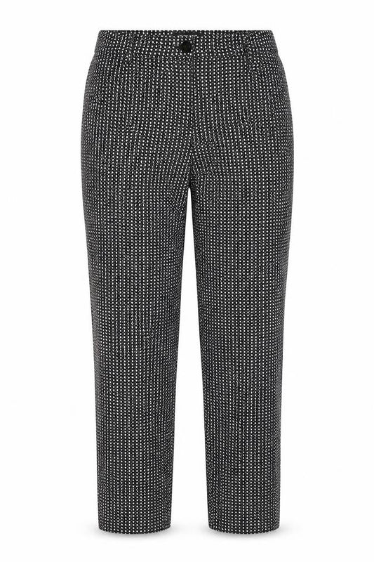 Frank Walder Women’s Black White Geometric Straight Trousers UK 12
