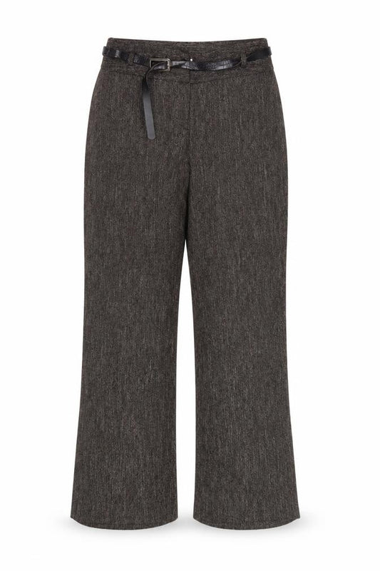 Principles Women Brown UK 12 Petite Bootcut Belted Trousers