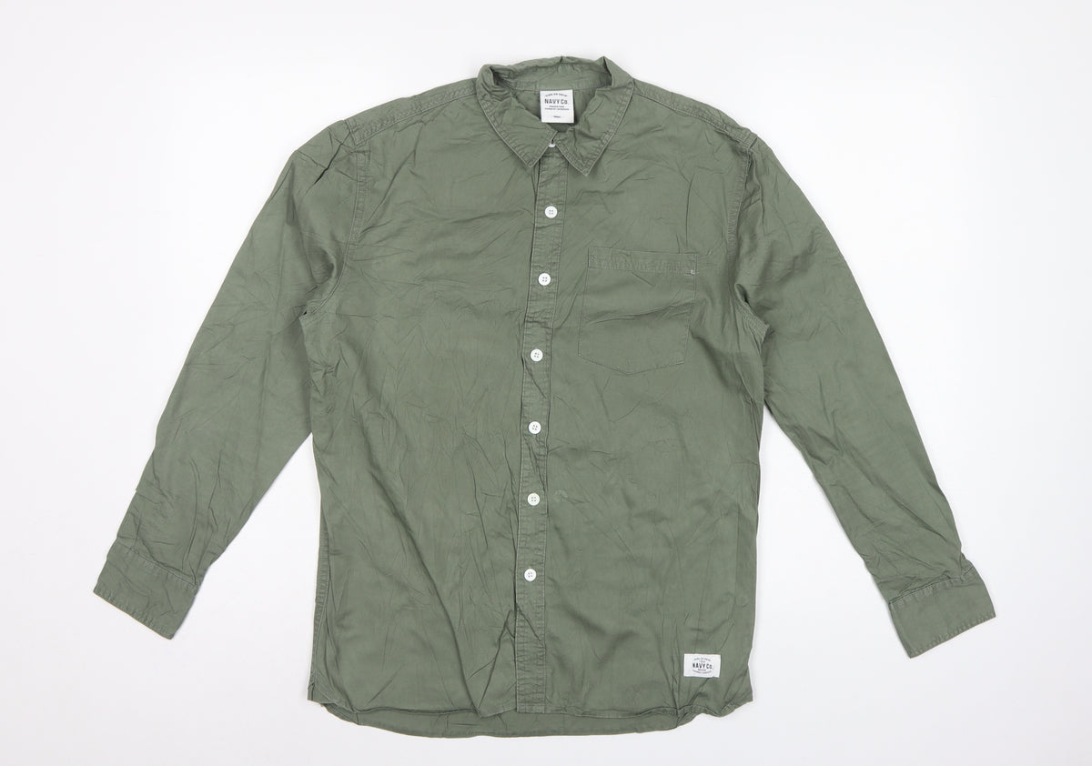 Navy Co. Men’s Green Small Long Sleeve Button-Up Casual Shirt