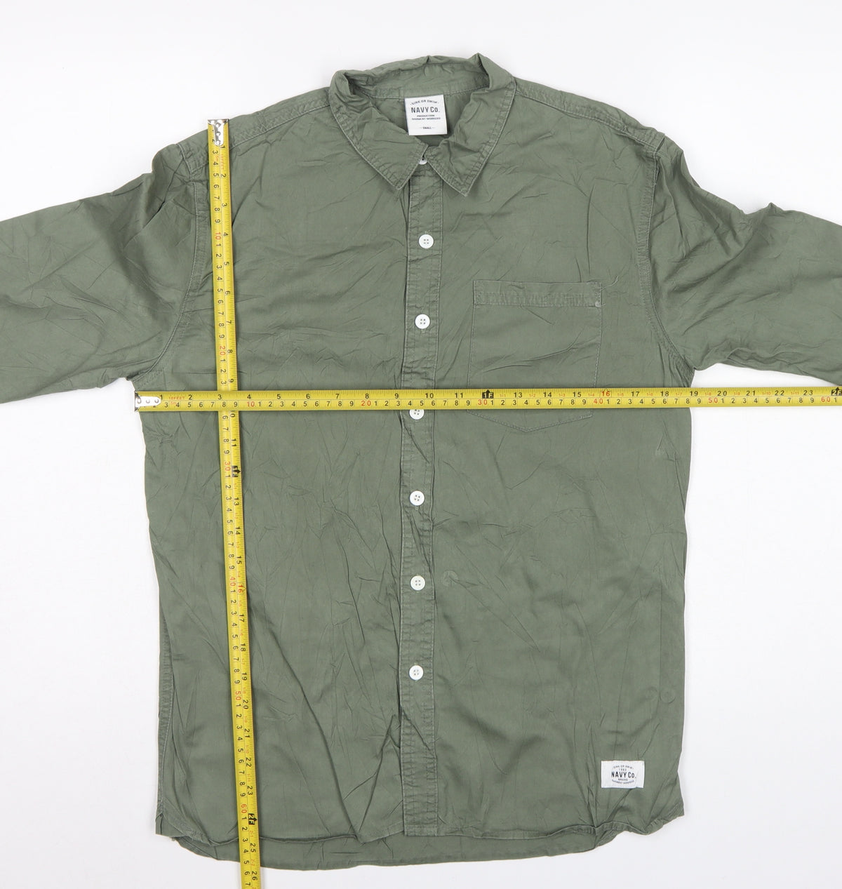 Navy Co. Men’s Green Small Long Sleeve Button-Up Casual Shirt
