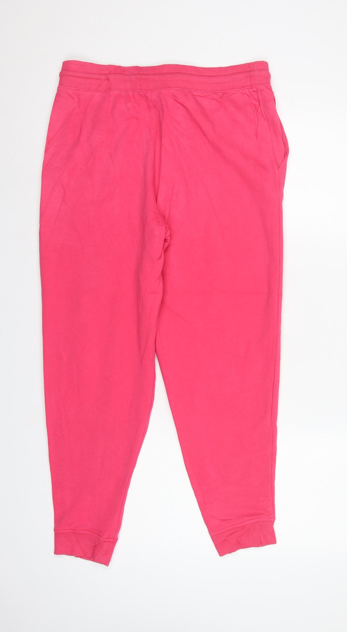 M&S Womens Pink UK 14 Short Cotton Blend Drawstring Jogger Trousers