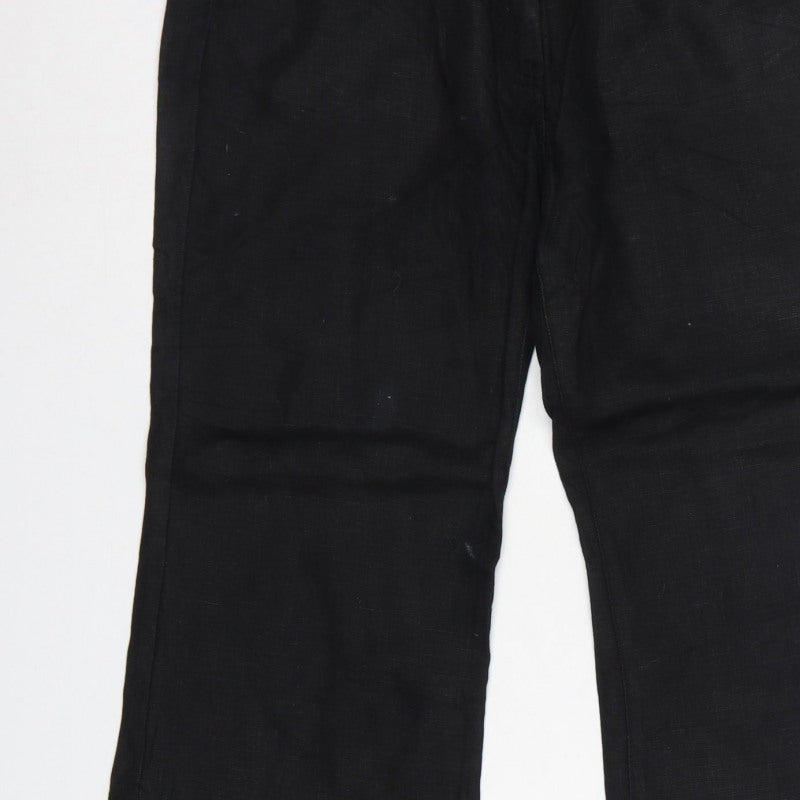 French Connection Women Black Linen Bootcut Trousers Size 12