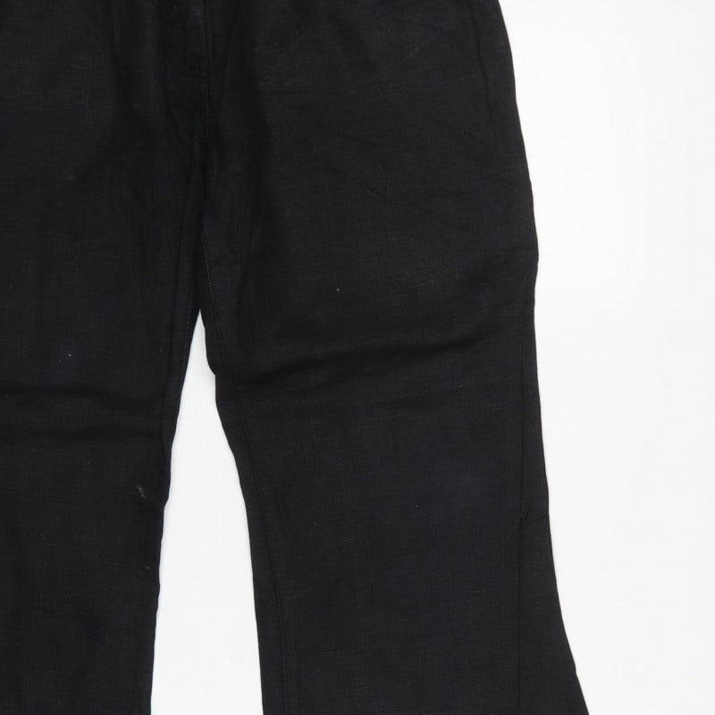French Connection Women Black Linen Bootcut Trousers Size 12