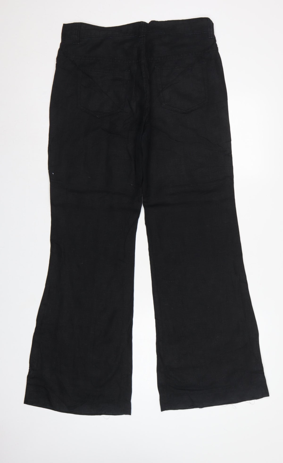French Connection Women Black Linen Bootcut Trousers Size 12