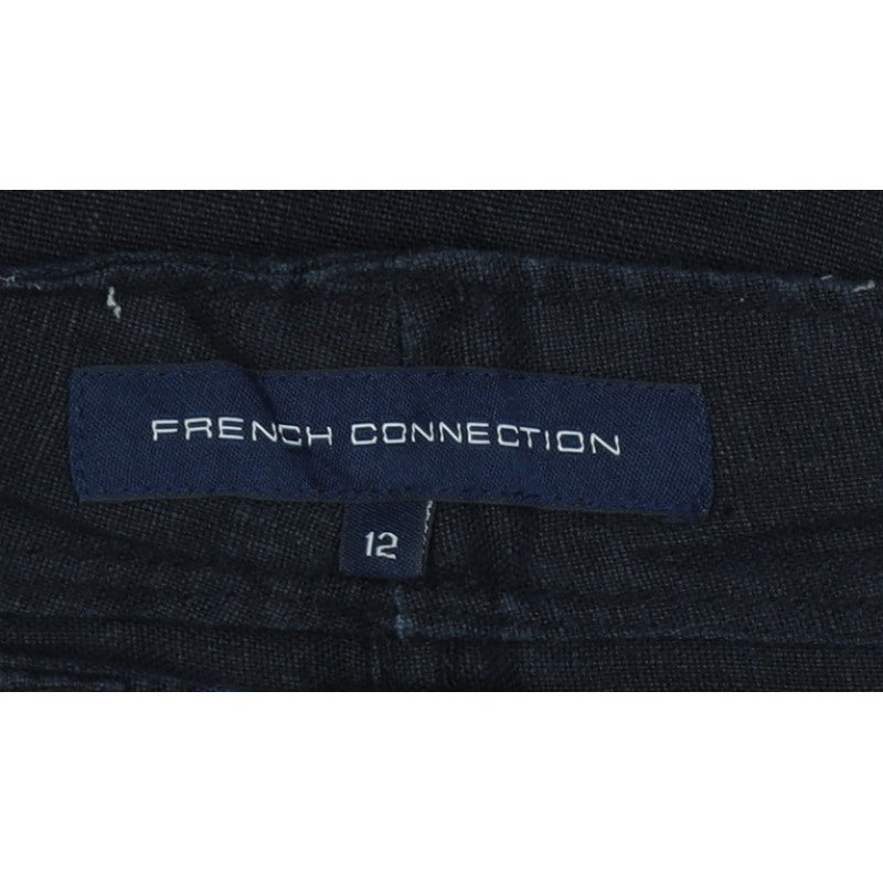French Connection Women Black Linen Bootcut Trousers Size 12