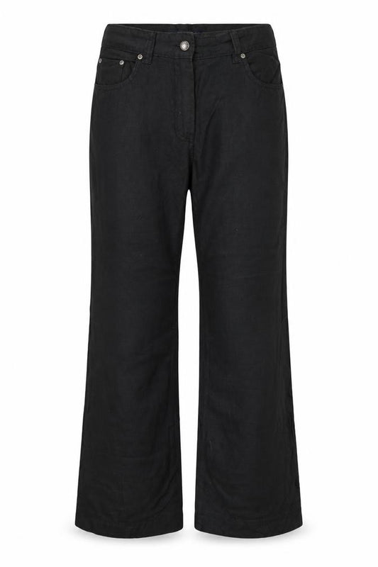 French Connection Women Black Linen Bootcut Trousers Size 12