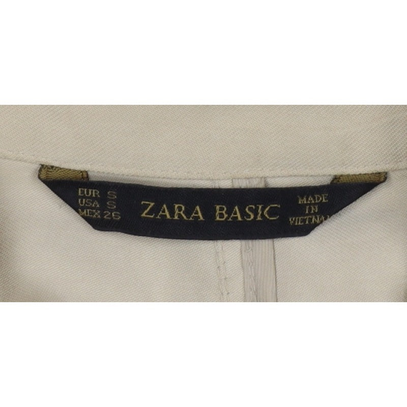 Zara Women Beige S Relaxed Utility Basic Jacket Zip Pockets