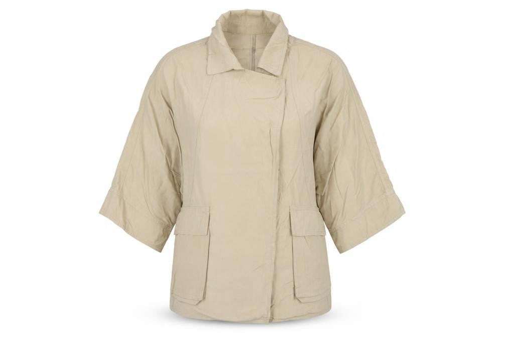 Zara Women Beige S Relaxed Utility Basic Jacket Zip Pockets