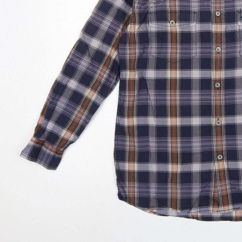 Camel Active Men’s XS Navy Check Long Sleeve Button-Up Outdoor Shirt