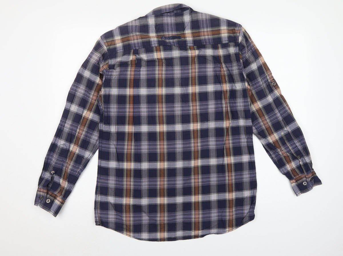 Camel Active Men’s XS Navy Check Long Sleeve Button-Up Outdoor Shirt