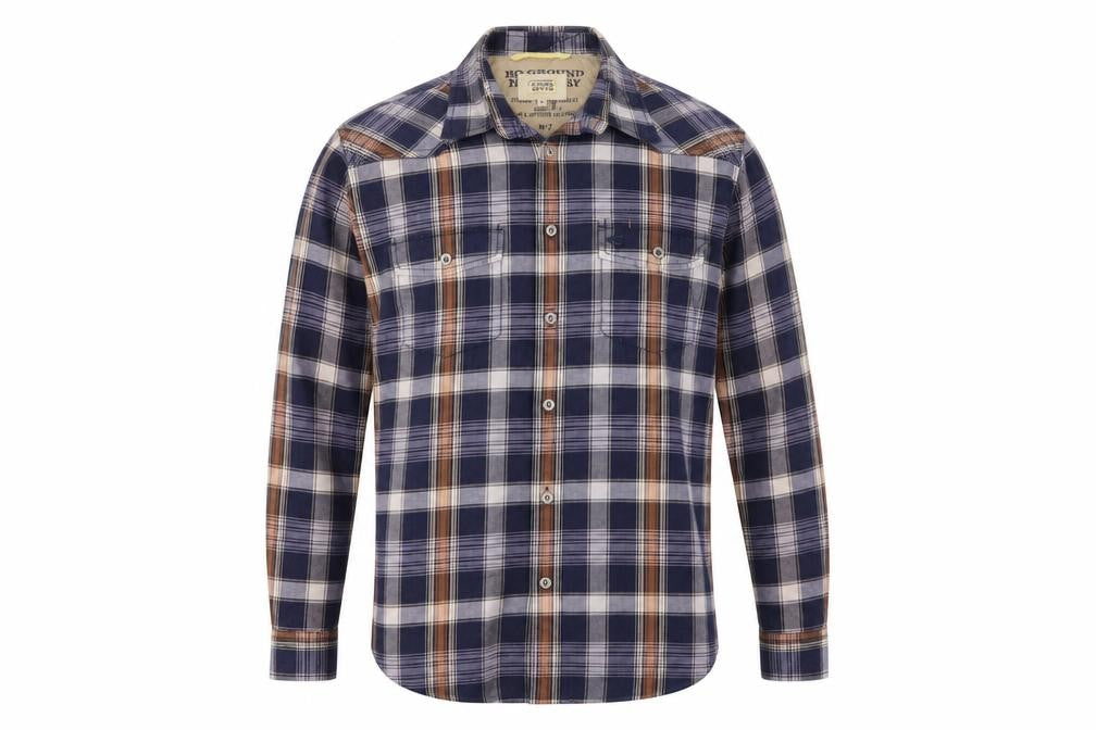 Camel Active Men’s XS Navy Check Long Sleeve Button-Up Outdoor Shirt