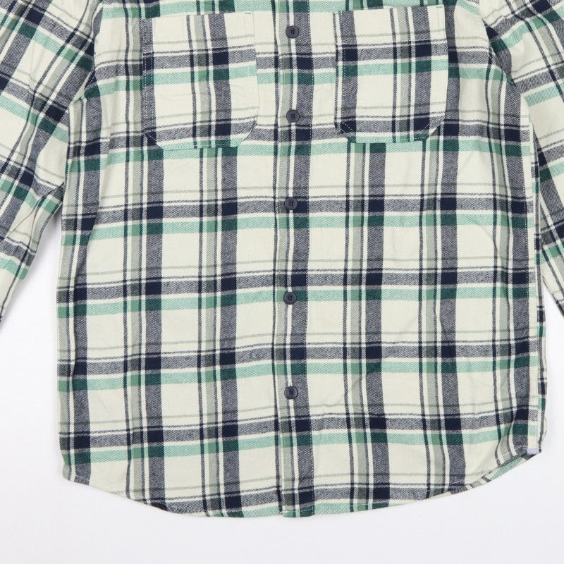M&S Men’s Green Navy Plaid Cotton Overshirt S Button-Down