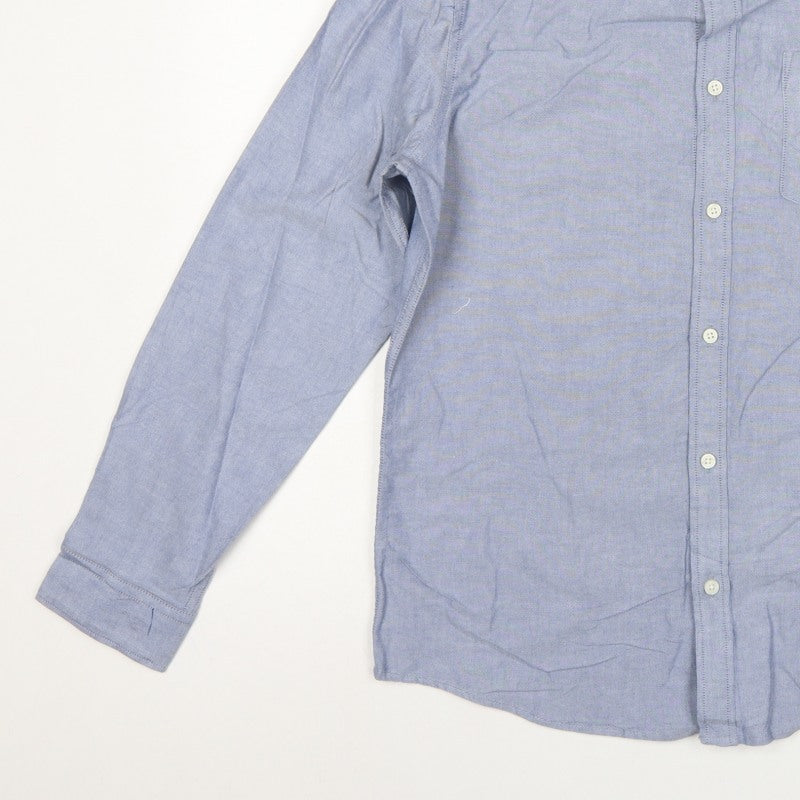 Marks and Spencer Men Blue M Oxford Cotton Button-Down Long Sleeve Shirt
