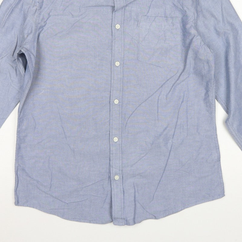 Marks and Spencer Men Blue M Oxford Cotton Button-Down Long Sleeve Shirt