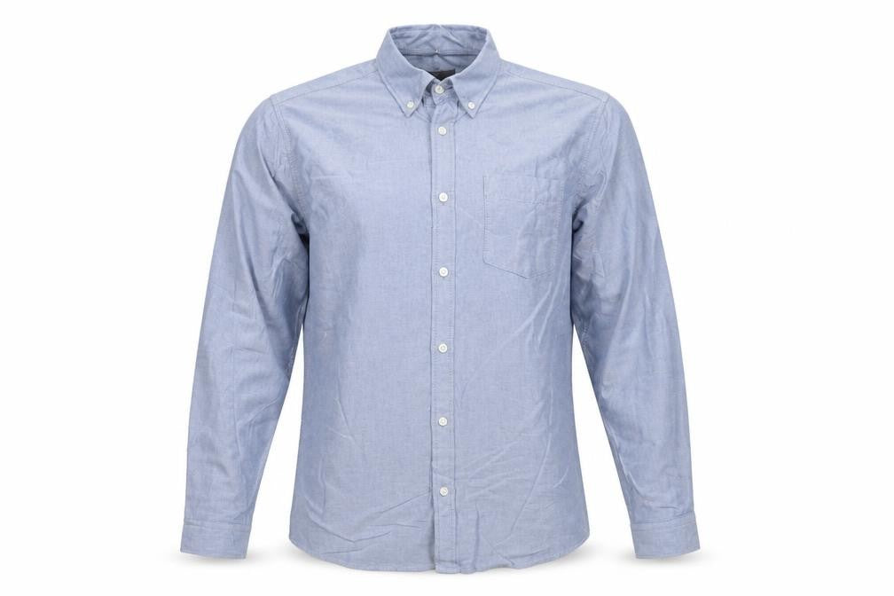 Marks and Spencer Men Blue M Oxford Cotton Button-Down Long Sleeve Shirt