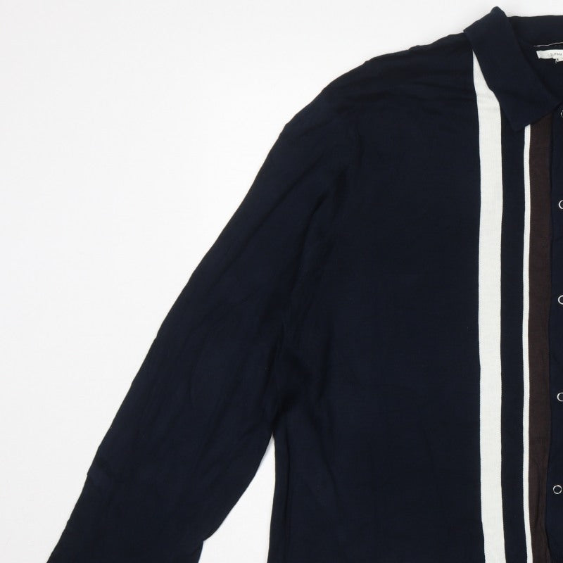 Autograph Men’s Blue 2XL Supima Cotton Striped Collared Cardigan
