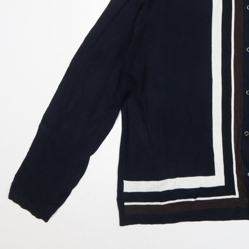 Autograph Men’s Blue 2XL Supima Cotton Striped Collared Cardigan