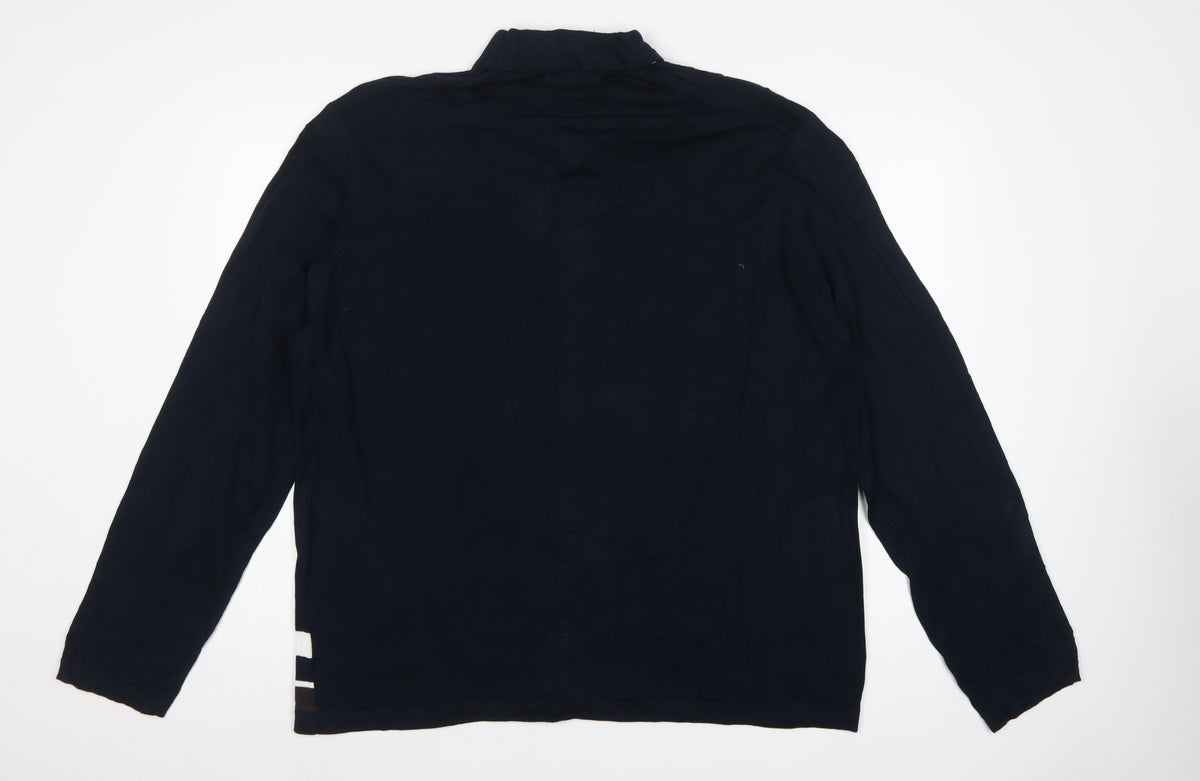Autograph Men’s Blue 2XL Supima Cotton Striped Collared Cardigan