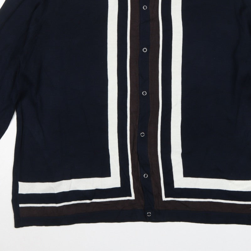 Autograph Men’s Blue 2XL Supima Cotton Striped Collared Cardigan
