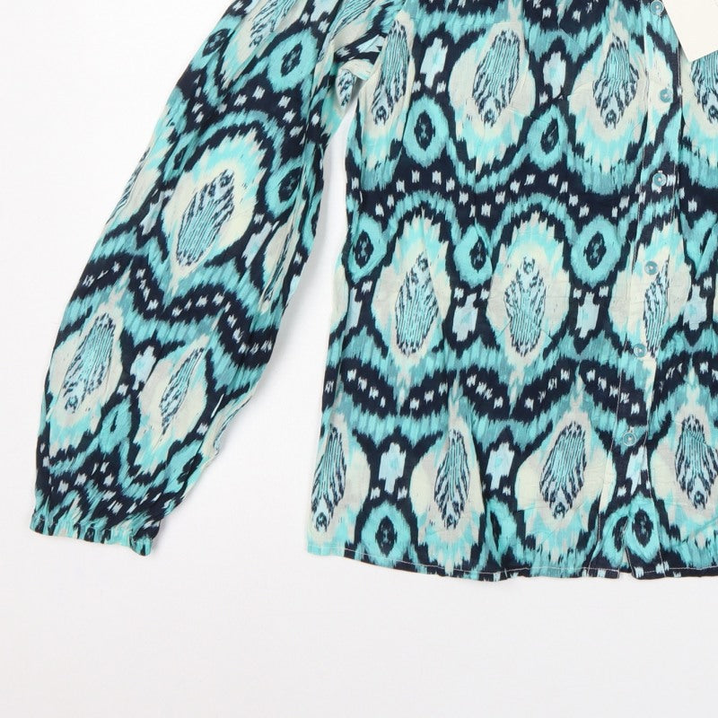 M&S Per Una Women Multicoloured Size 10 Aztec Cotton Button-Up Blouse
