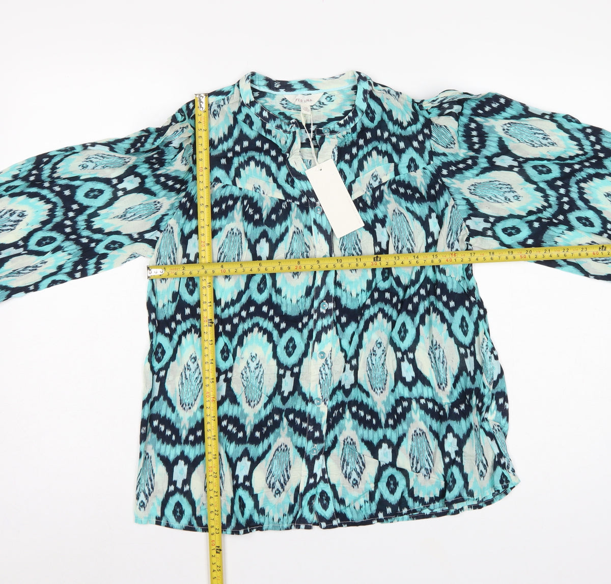 M&S Per Una Women Multicoloured Size 10 Aztec Cotton Button-Up Blouse