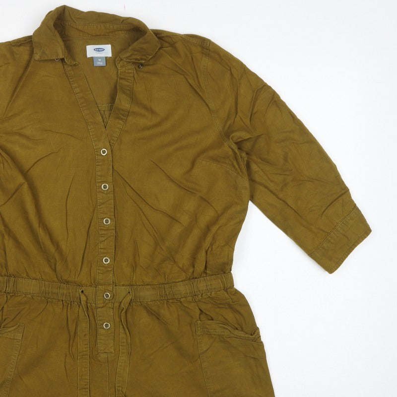Old Navy Women Green M Utility Long Sleeve Button Playsuit Romper