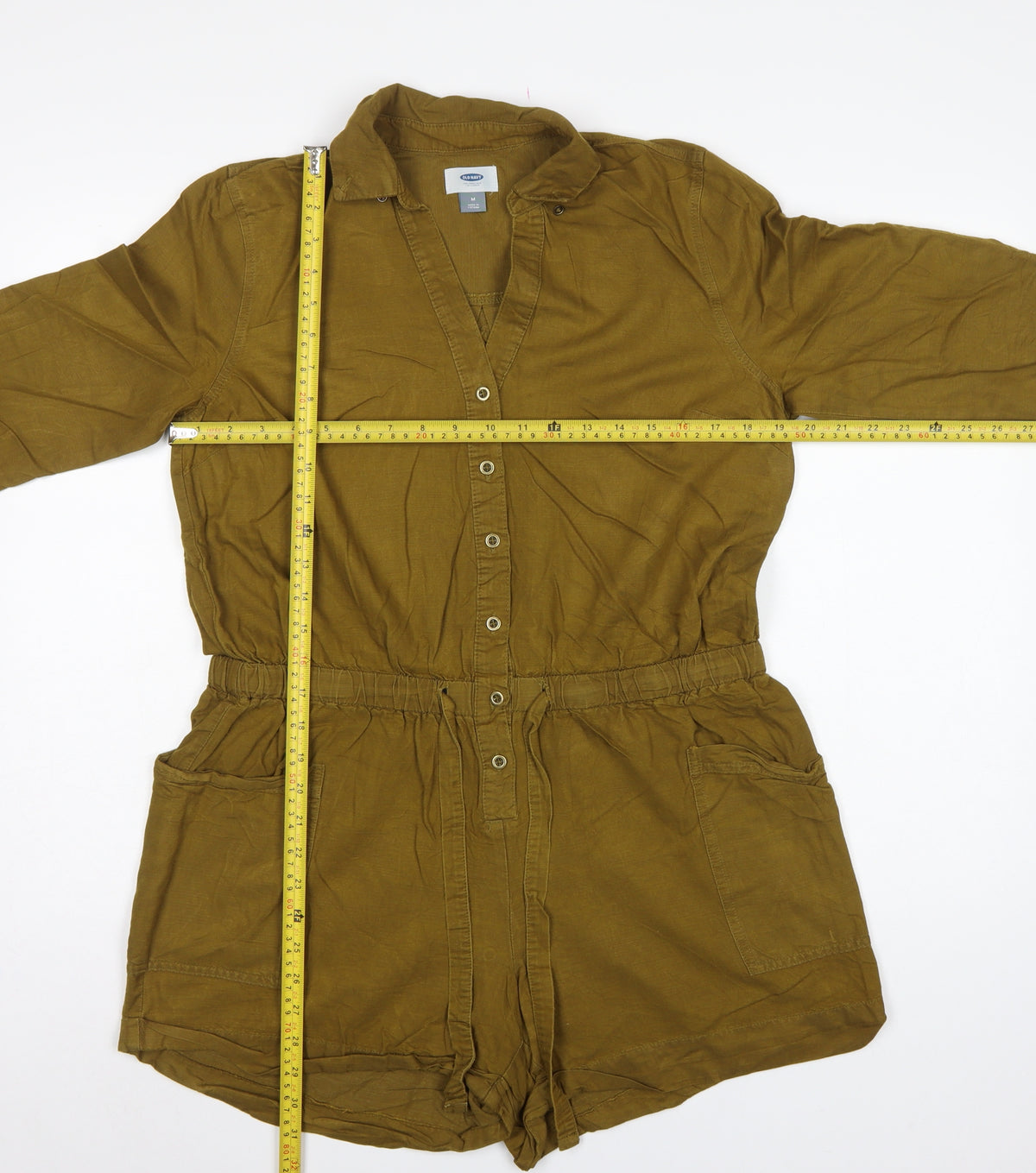 Old Navy Women Green M Utility Long Sleeve Button Playsuit Romper