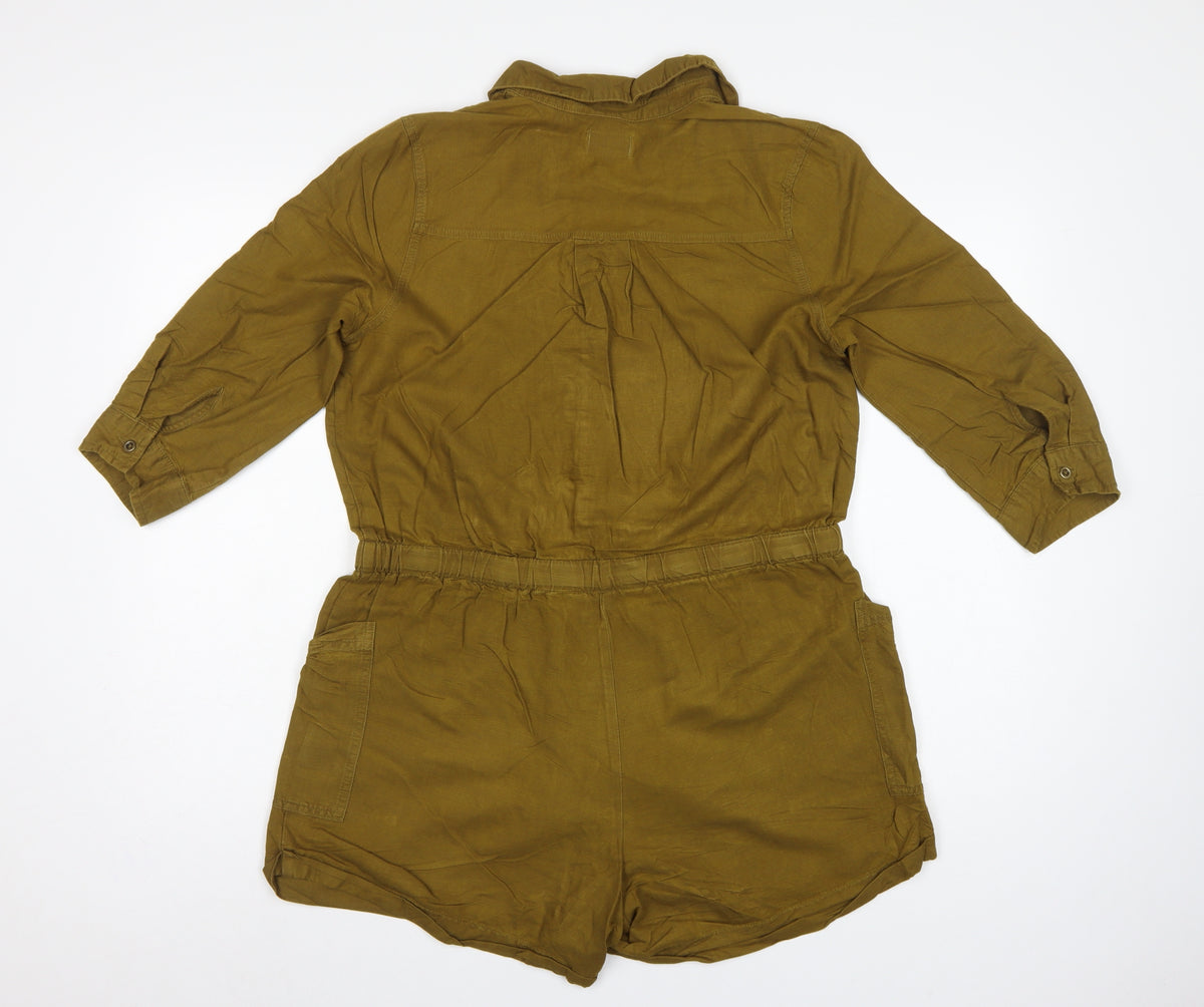 Old Navy Women Green M Utility Long Sleeve Button Playsuit Romper