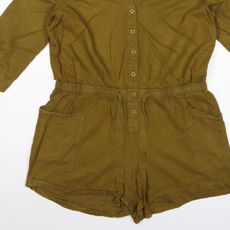 Old Navy Women Green M Utility Long Sleeve Button Playsuit Romper