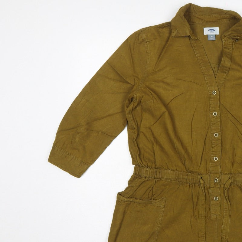 Old Navy Women Green M Utility Long Sleeve Button Playsuit Romper