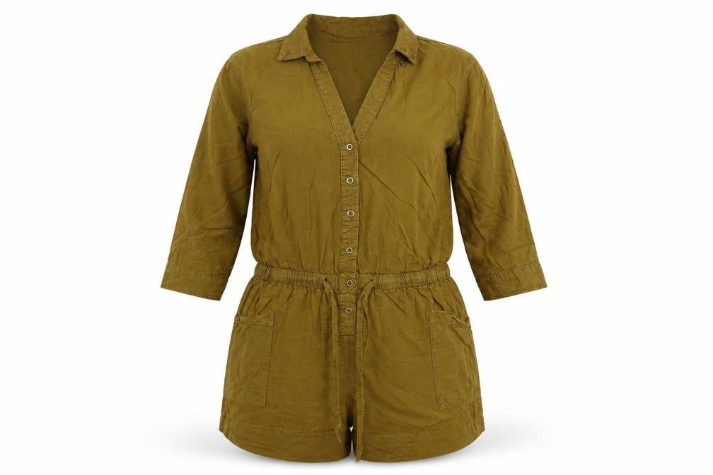 Old Navy Women Green M Utility Long Sleeve Button Playsuit Romper