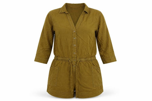 Old Navy Women Green M Utility Long Sleeve Button Playsuit Romper