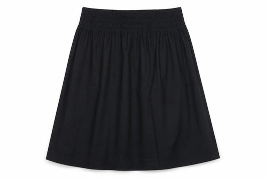 M&S Women Black UK 24 Cotton A-Line Midi Elastic Waist Skirt