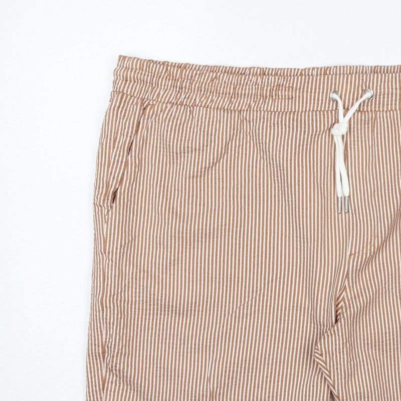 Marks and Spencer Men Brown White Stripe Drawstring Shorts 3XL 46in